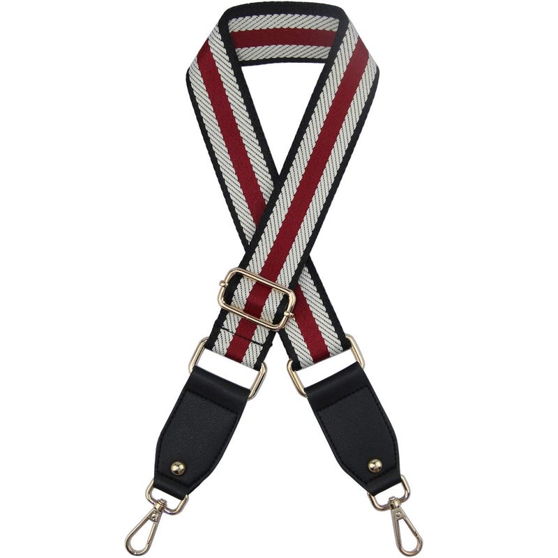 Duwi Wide Purse Strap Jacquard Guitar Style Strap Multicolor Canvas Adjustable Crossbody Bag Strap(Black,White,red) - Image 1